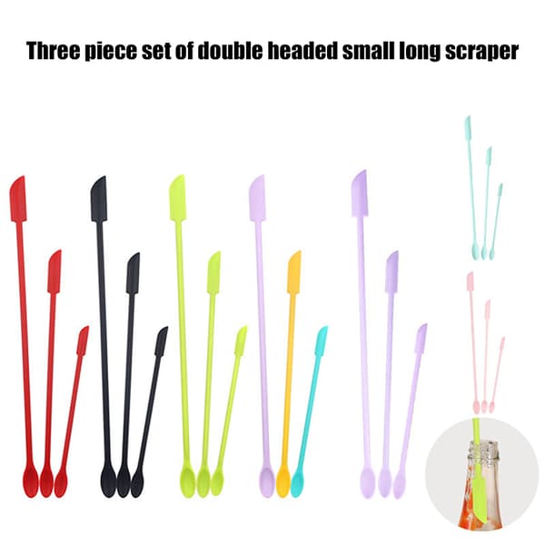 Silikone Mini Spatel Krukkeskraber Skovlspids Lang Dobbelthovedet Multicolor 3Pcs