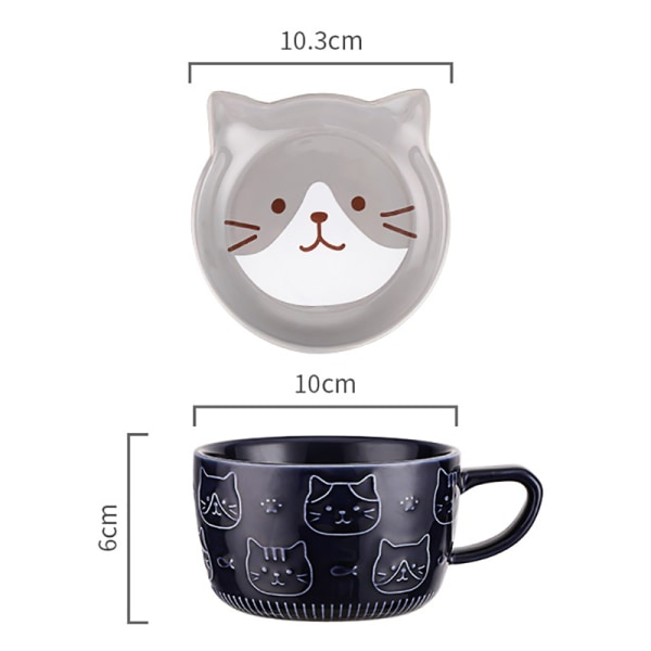 Tegneserie kat kaffekrus med katte mønster låg Lille fad e Break B
