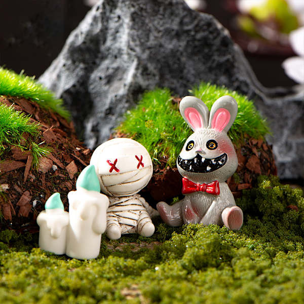 Halloween Resin Ghost Skull Tombstone Miniatyr Figurer Dukkehus A7