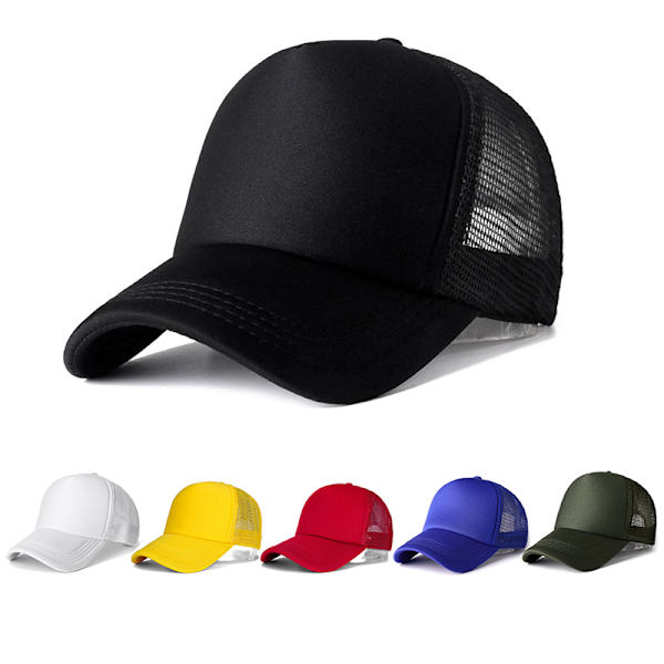 1 STK Unisex-lue Casual Baseball-hette i vanlig netting Black