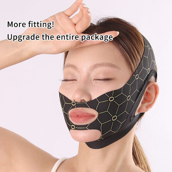 Elastisk V-formad maskrem Dubbelpress Ansiktsskulpterande mask Black regular