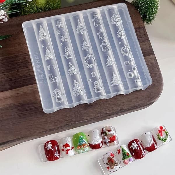 Jul snöflinga snögubbe krans rosett nagelkonst silikonform