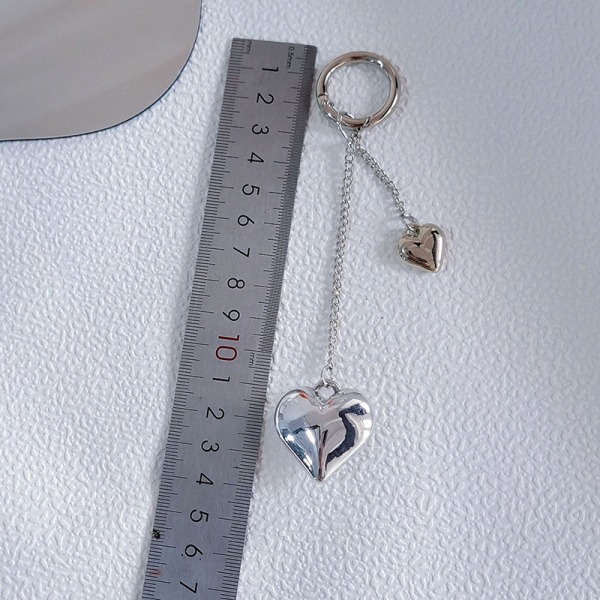 Enkel kärlek hjärta metall nyckelring Y2K Silver färg hjärta nyckelring