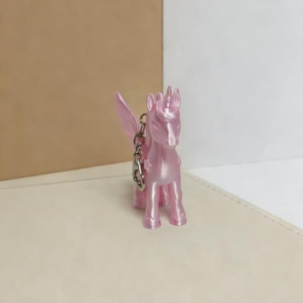 Mode Rosa Pegasus Nyckelring 3D-printad Väskberlock Hjärtlås A1