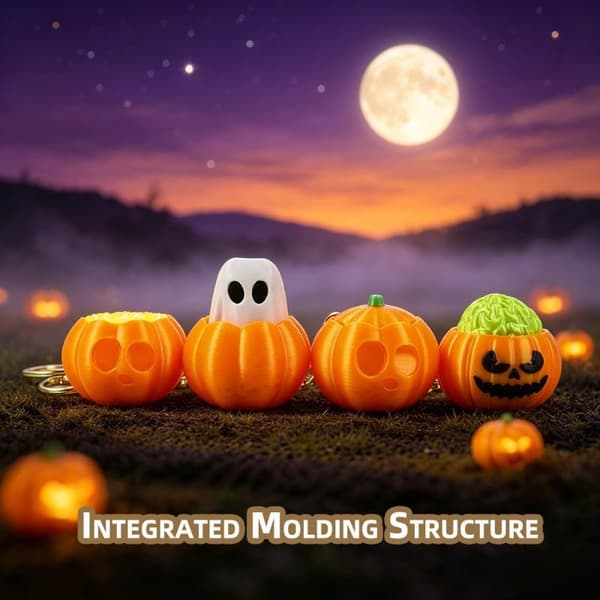 1 stk lysende Halloween-leketøy gresskar spøkelse nøkkelring - 3D-printet A3