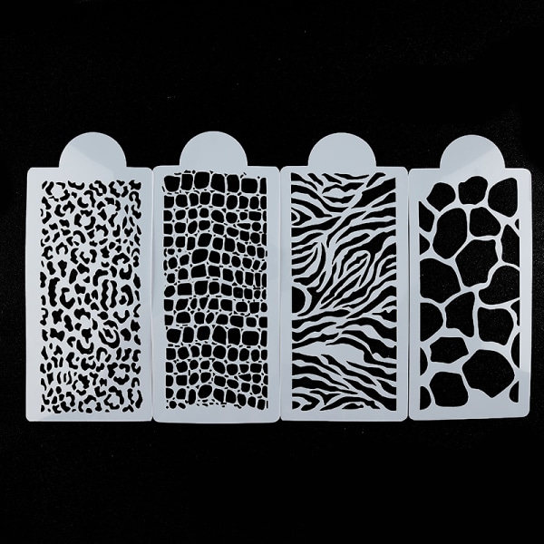 4 stk Zebra Leopard Wild Style Kage Stencil Airbrush Maleri Mo