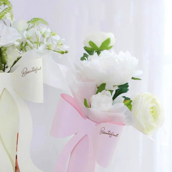 10 stk/pak Sommerfugleknude Blomsterindpakningsboks Buketemballage Pink