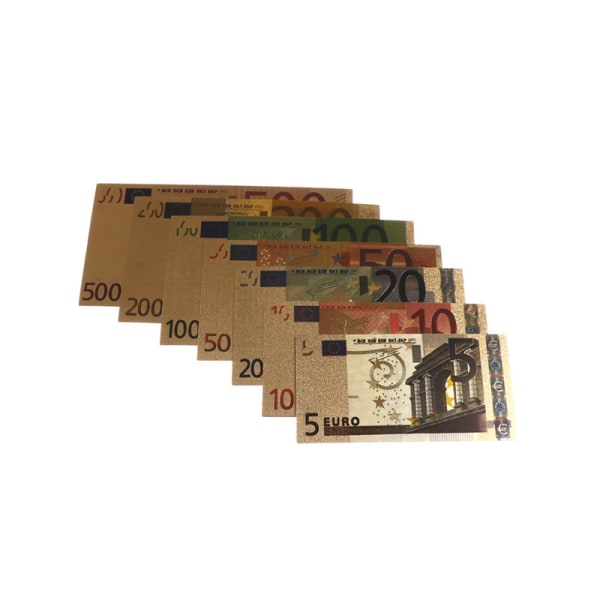 7kpl Eurosetelit Kultafolio Paperiraha Askartelujen kokoelmalappu
