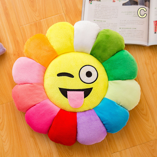 Solsikke Plysj Pute Fylt Blomsterpute Myk Mat Sofa Ho C