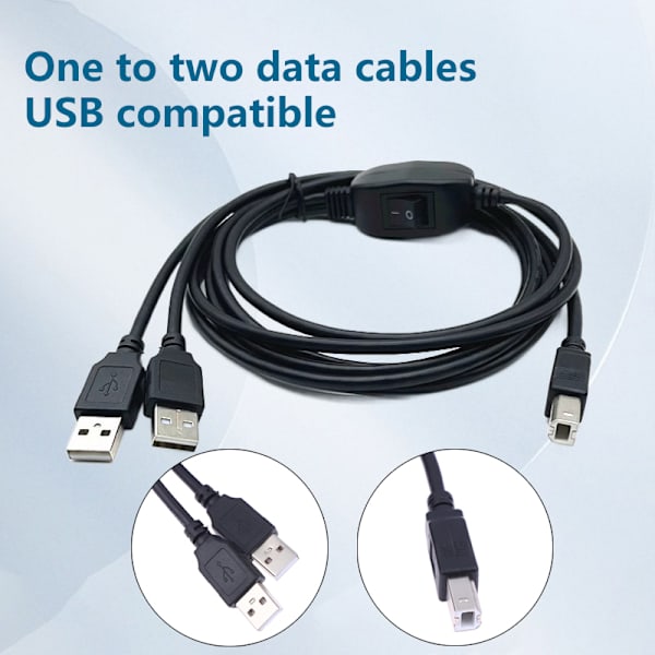2-i-1 USB A til B skriverkabel for 3D-skriver splitter for to