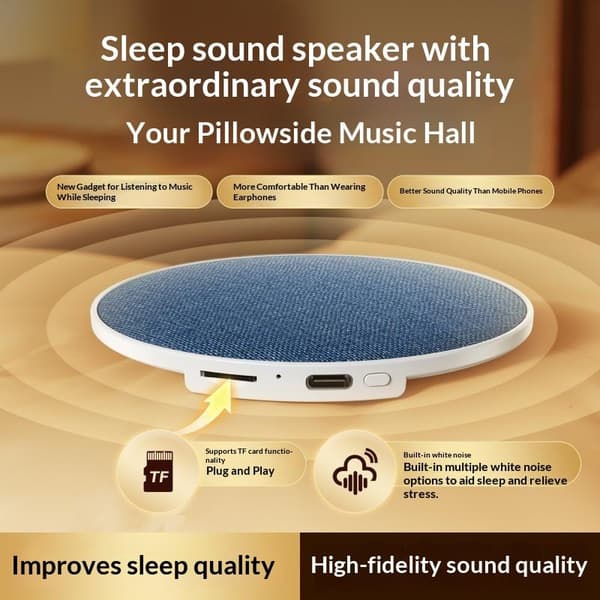 Bluetooth 5.4 Sovehjelpshøyttaler Mini Putepute Side Musikkspiller H
