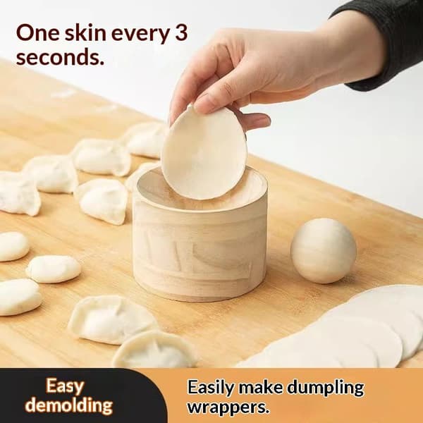 Træ dejpresser til dumplings, rund form