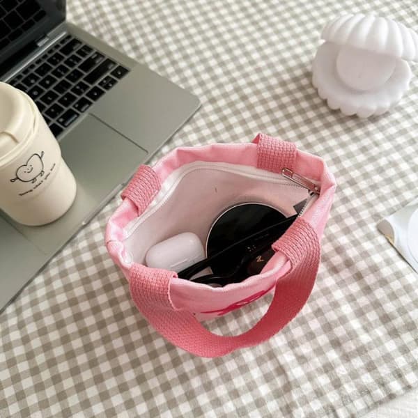 Lerretspose i n-stil Små vesker Damehåndveske Mini Håndsnack B Blue