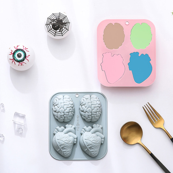 Brain Sydämen muotoinen mold Brain Fondant Molds Sili Pink