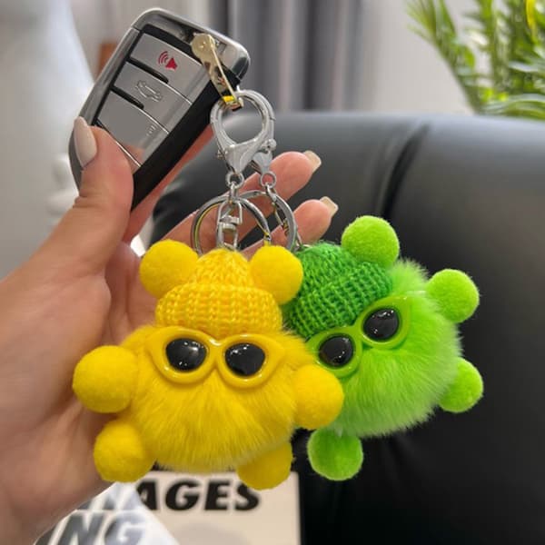 Mini Rex Nyckelring Fluffiga Nyckelringar Prydnadssaker Pom Pom Nyckelring A2