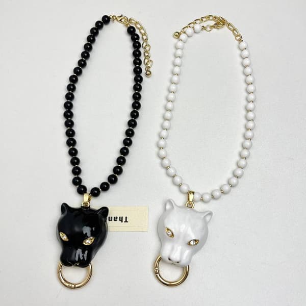 Överdriven Retro Emalj Leopard Hänge Halsband Lång Pärlad C A4