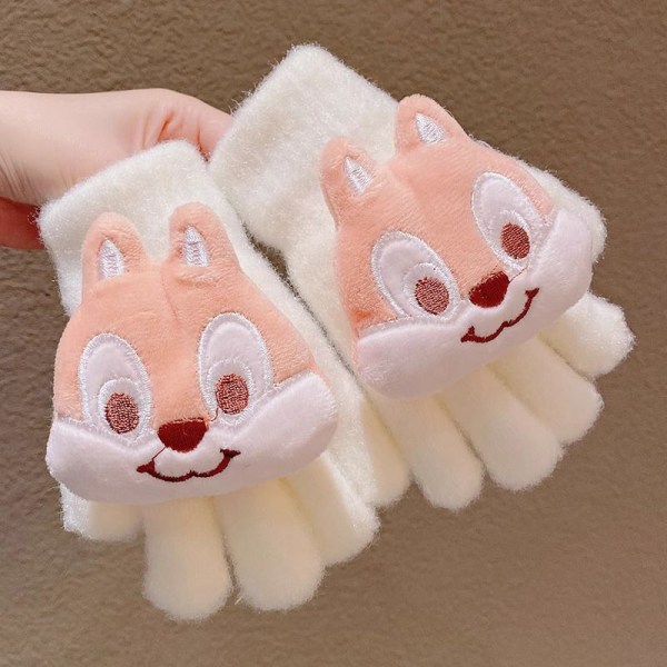 Stickade handskar för barn white