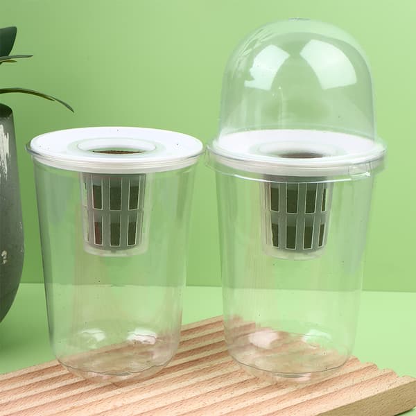 1/3 sett hydroponiske potter i plast, spirekurver, klar rotvisning 3Set