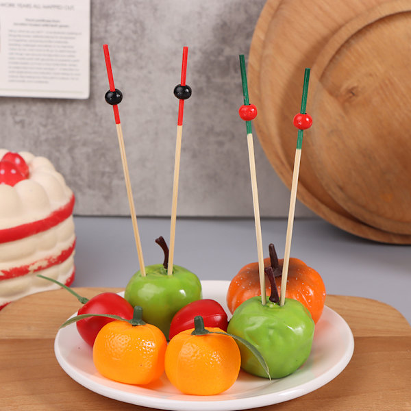 100 stk 12 cm bambus tandstikker Pick Buffet Cupcake Frugt Fork De A