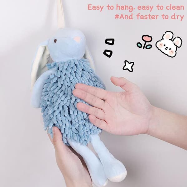 e Bunny Fuzzy Ball Handdukar Coffee