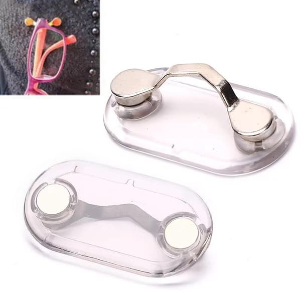 Holdbar multifunktionel magnetisk klips til solbriller, briller, badge Silver