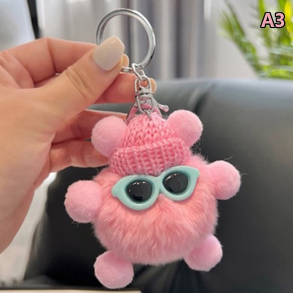 Mini Rex nøkkelring Fluffy nøkkelringer pyntegjenstander Pom Pom nøkkelring A3