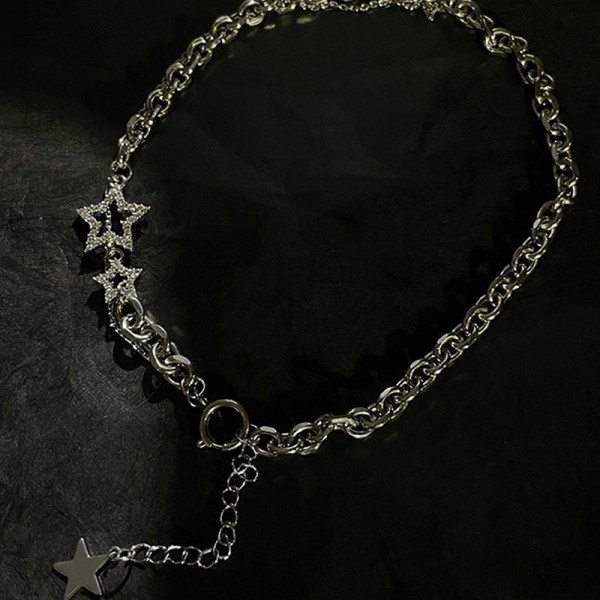 Shiny Star Layered Tassel Choker Halskæde Y2k smykker til kvinder