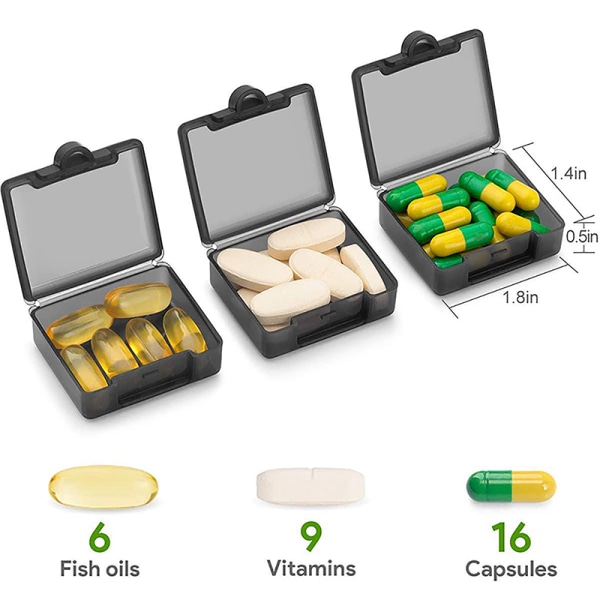 3st Pill Tablet Box Organizer Medicinhållare Förvaringssmycken Black