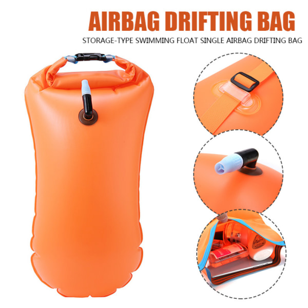 20L Oppblåsbar Åpen Svømmebøye Float Vanntett Air Dry Bag Orange