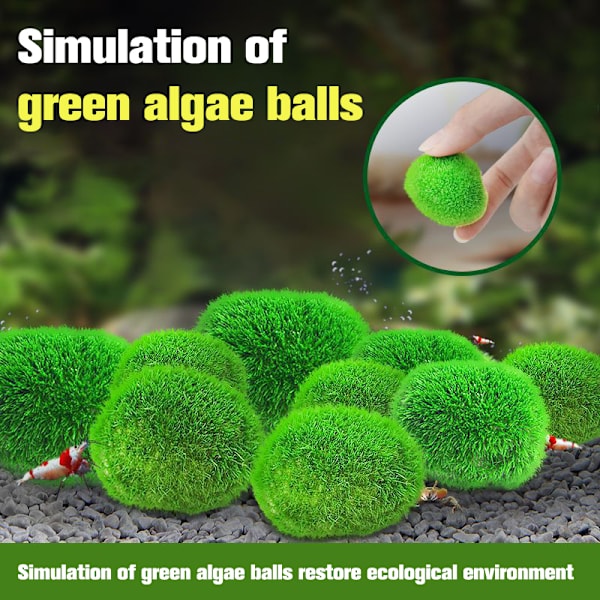 Simulert Moss Balls Akvarium Alger Fisk Reker Tank Ornament A1