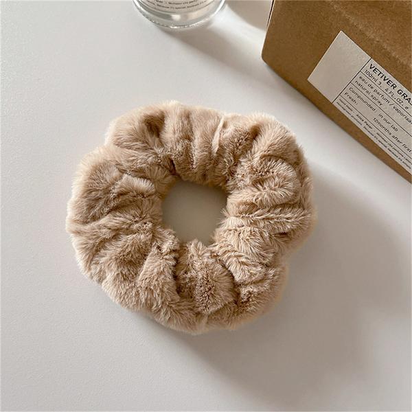 Winter Warm Soft Hair Scrunchies Dame e Plush Elastic Multicol Coffee