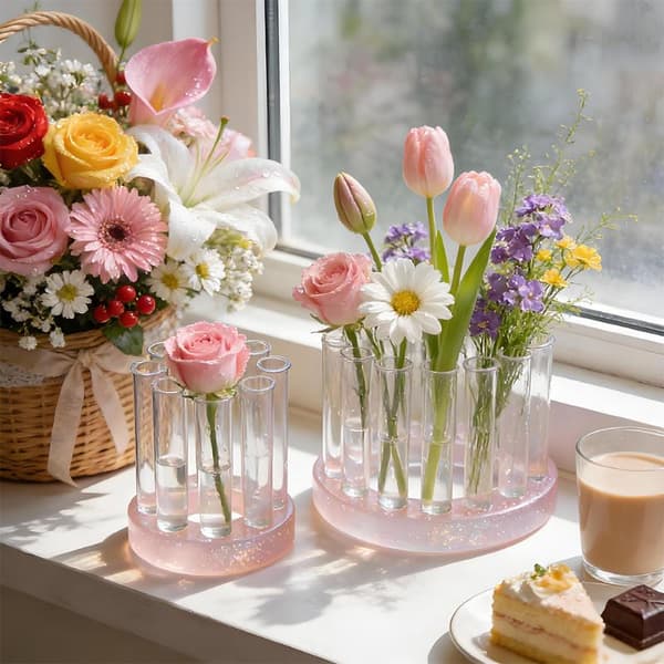 Blomster Reagensglas Holder Silikoneforme DIY Håndlavet Vasebakke E A9