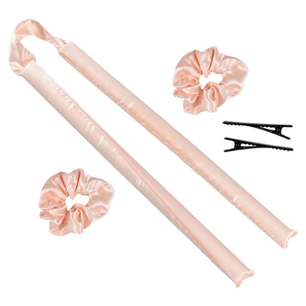 Återanvändbar värmelös locktång Curling Pannband med lockigt hår Pink