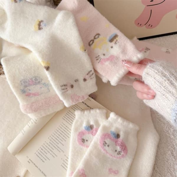 1/5 par Hello Kitty Strumpor Varmare Mellankalvsstrumpor Flicka Hem S A9