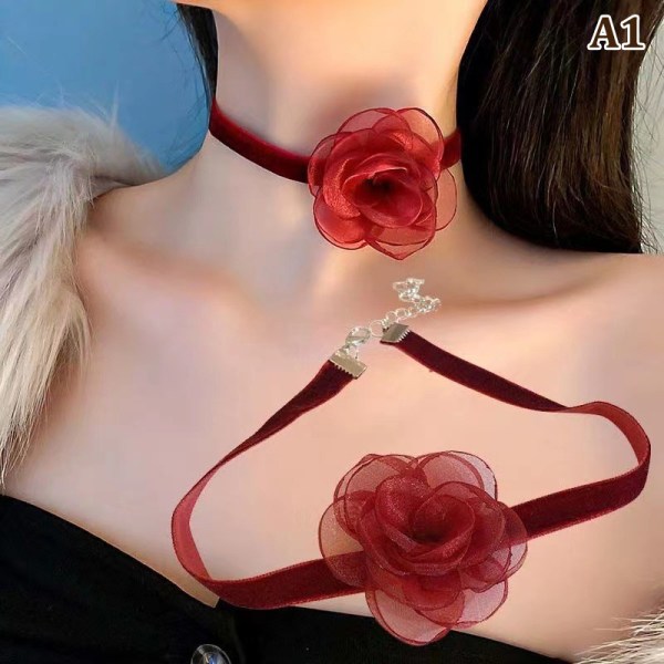 Mote kvinners Casual Flower Bow Halskjede Gothic Choker Party A1
