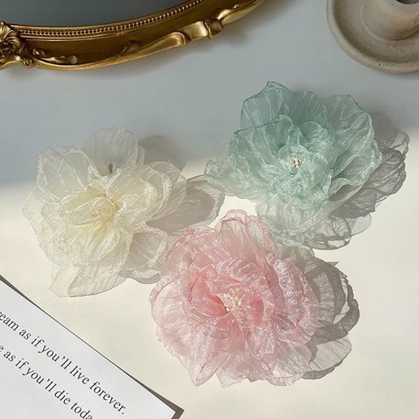 Mesh Flower Barn Hårklämma Sweet And e Princess Style Sid Pink