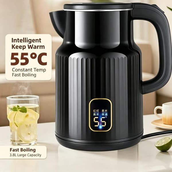 Vattenkokare 1500W Snabb Uppvärmning 3500ML Kapacitet Konstant Tem Black 3000ML