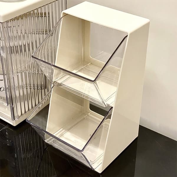 1 st akryl transparent teförvaringslåda med lock kontor Mul White