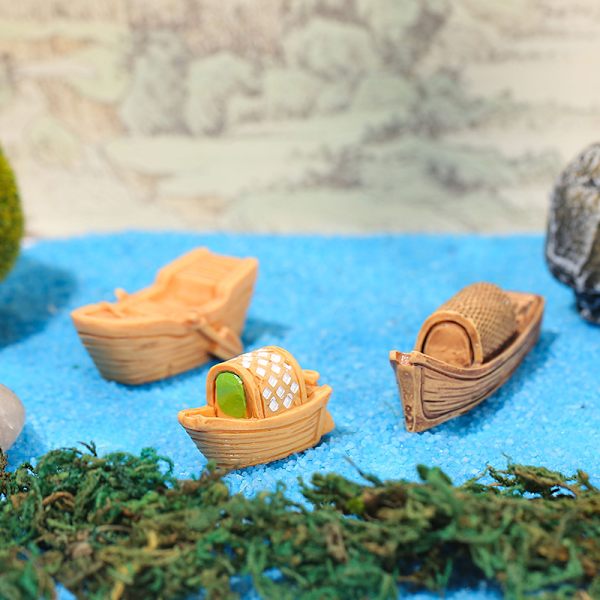 Retro figurer Bådmodel Figurlegetøj Resin Craft Micro Garden A2