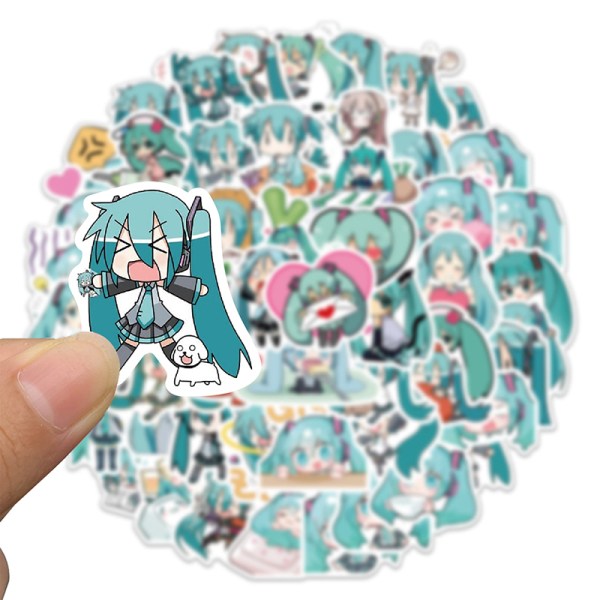 65st Tecknad Hatsune Miku Graffiti Stickers Gitarr resväska La
