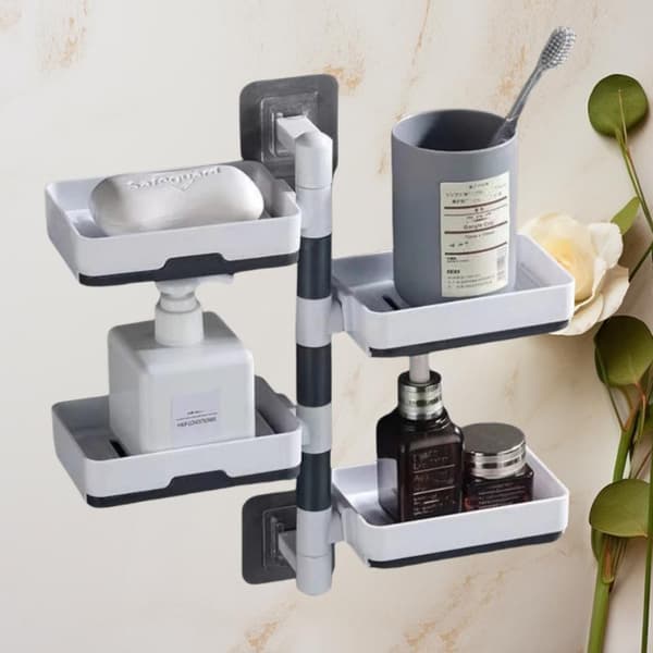 Roterende holder badeværelseshylde væghængende badeværelsessæbekasse 4 layer storage box