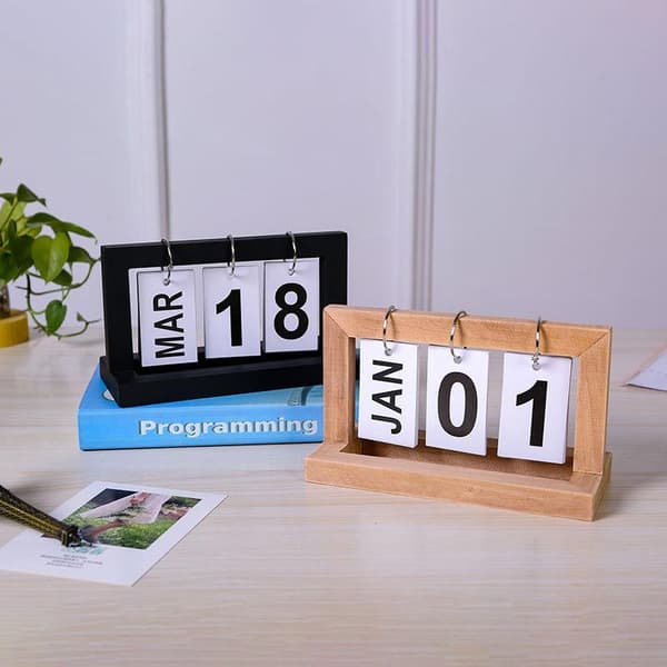 Träkalender, evig, enkel design, hem, arbetsrum, sovsal A10