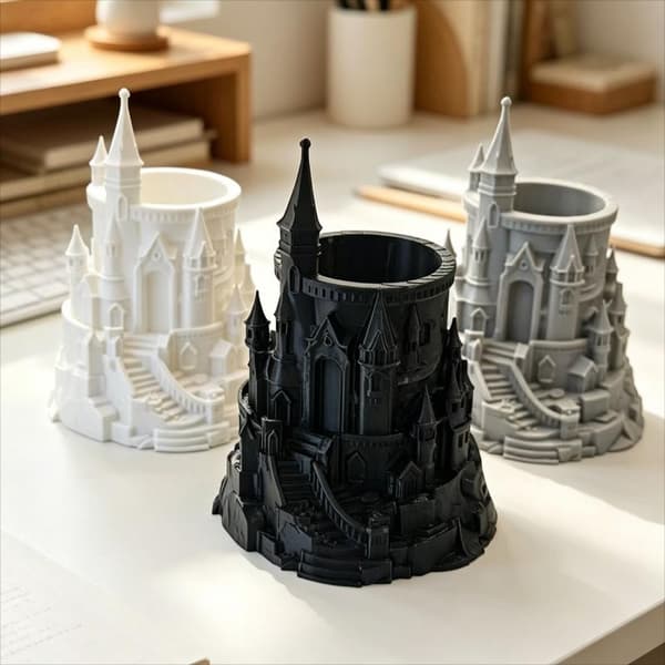 3D-printet mørk stil gotisk slott pennholder kreativ stasjon A1