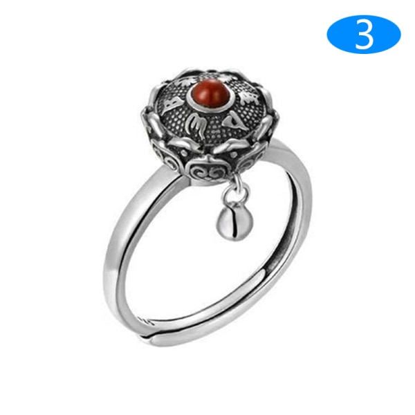 1 Styck Retro Traditionell Relief Ring Justerbar Fidget Ring 3