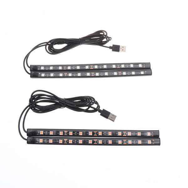 24 LED One Tow To ensfargede bilfotgulv dekorasjonspærer Blue USB