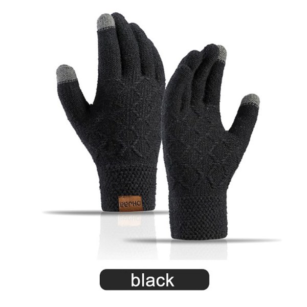 1 Par Herre Tykke Strikkede Handsker Til Telefon Mandlige Vinterhandsker Dark gray