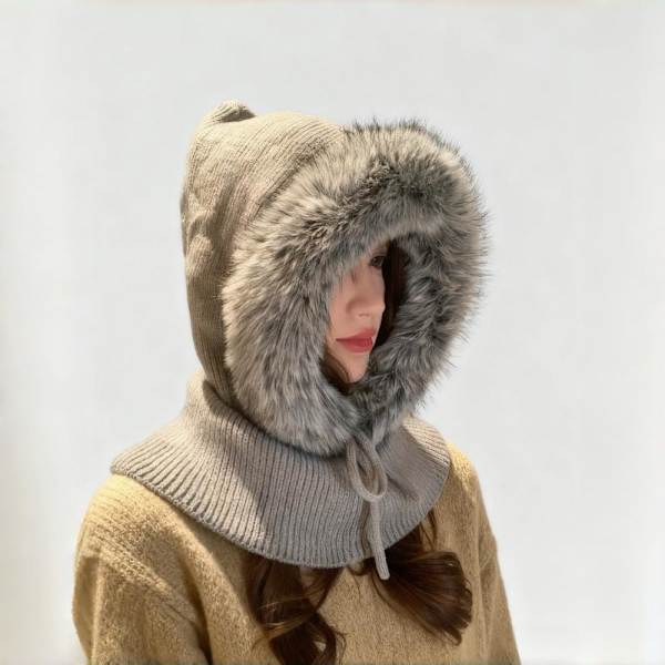 Dame Høst Vinter Polyesterfiber Strikket Lue Trendy Og Ve White