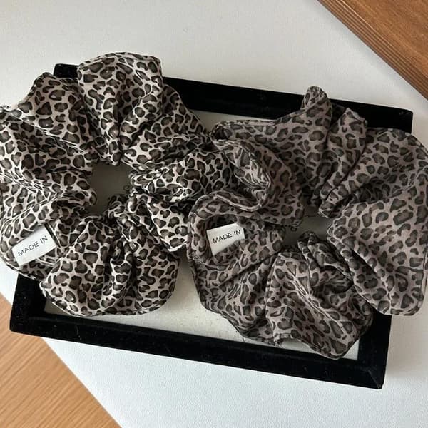1 st Leopardmönstrad Oversized Scrunchie för kvinnor Elastisk Stor H A6
