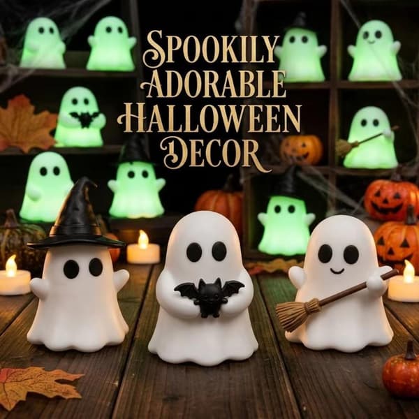 1/3 st Halloween Lysande Mini Spökstaty Prydnad e Spooky T B