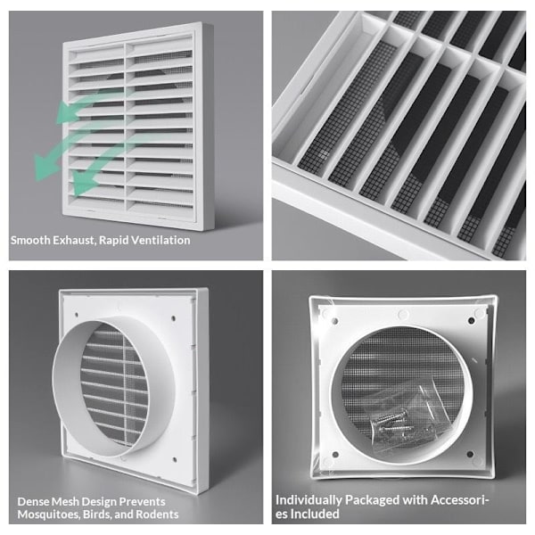 1 st ventilationsgaller PP luftutlopp för väggtak A3